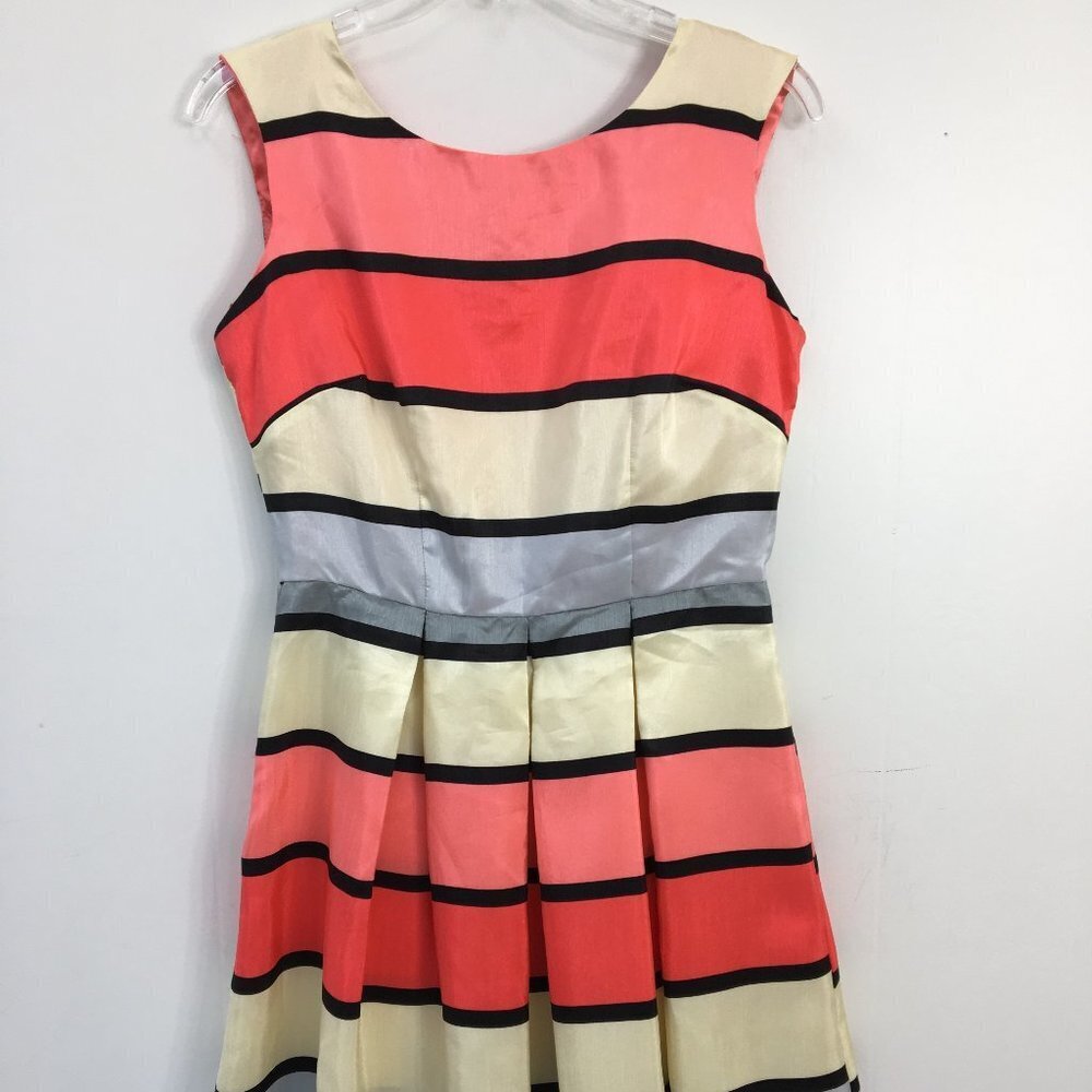 Danny + Nicole Sleeveless A-Line Multi-Color Striped Dress Size 10 EXCELLENT